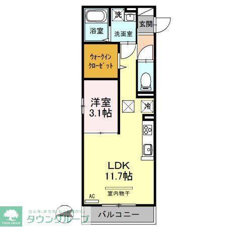ハーヴェストウエスト(1LDK/1階)の間取り写真