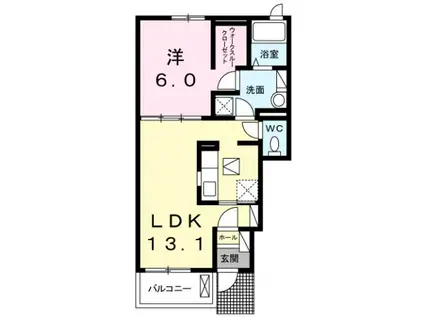 アビタシオン(1LDK/1階)の間取り写真