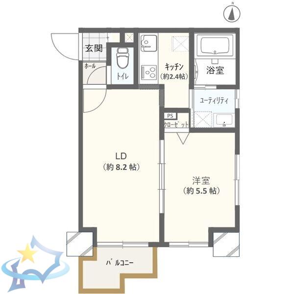 BLOCK TOWER(1LDK/3階)の間取り写真