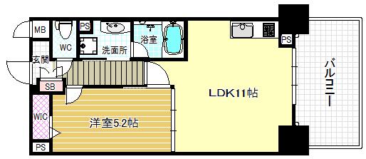 アベニール鷺洲(1LDK/4階)の間取り写真