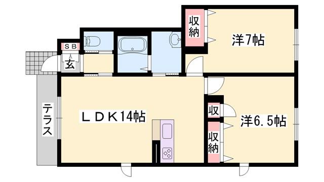 ロードスター・ヒルズ(2LDK/1階)の間取り写真