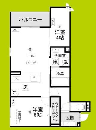 グランヴェールVII(2LDK/1階)の間取り写真