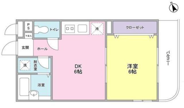 ブルーシャトー戸越(1DK/2階)の間取り写真