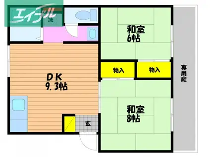 ニューエレガンス(2DK/1階)の間取り写真