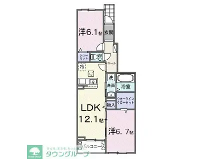 ボヌール イコウ(2LDK/1階)の間取り写真