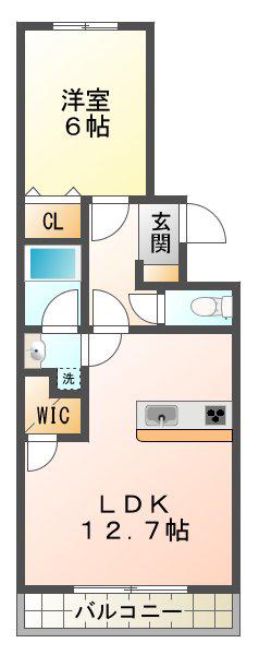 ベルフローラ垂水(1LDK/2階)の間取り写真