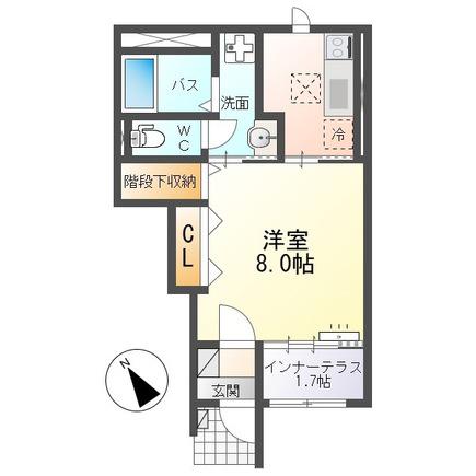 アーバンスカイM(1K/1階)の間取り写真
