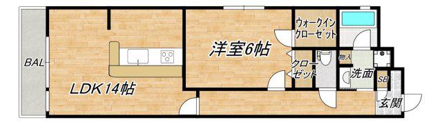 OCEAN松屋町(1LDK/9階)の間取り写真