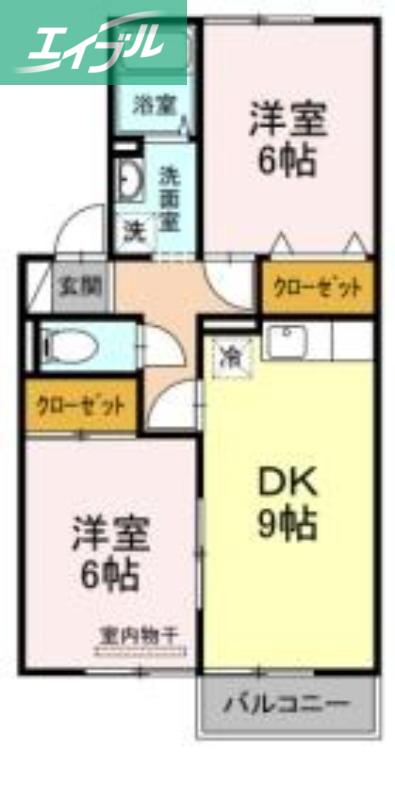 リバーパーク C棟(2LDK/2階)の間取り写真