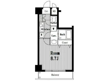 ガラステージ市ヶ谷弐番館(1K/3階)の間取り写真