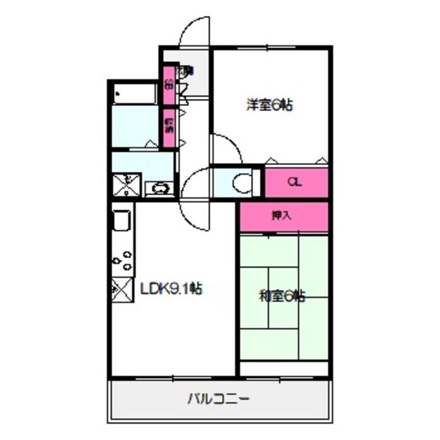 グリーンパーク鶴見(2LDK/4階)の間取り写真