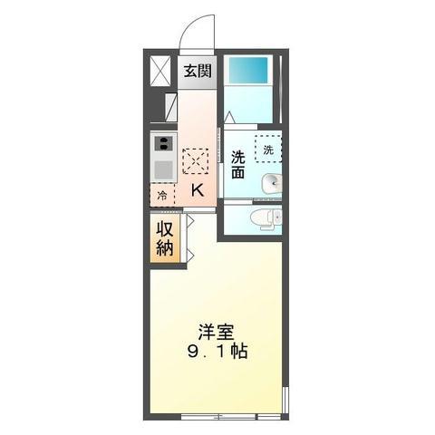 アラベスク(1K/1階)の間取り写真
