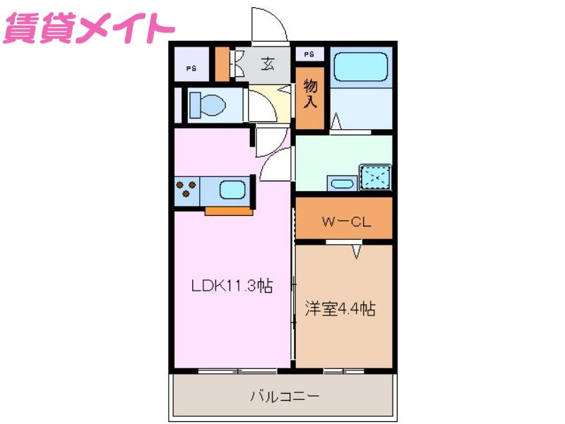 WILL(1LDK/2階)の間取り写真