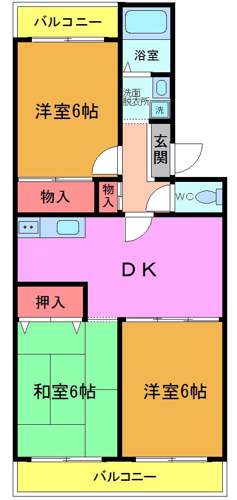 サンシティヒコタB-3(3DK/3階)の間取り写真