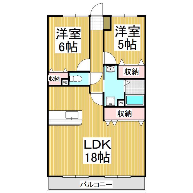 プリマヴェーラ稲丘(2LDK/4階)の間取り写真