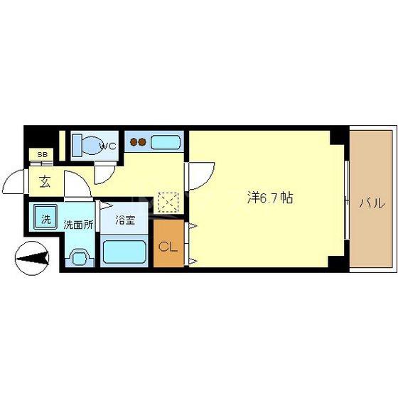 S-RESIDENCE 難波 VIALE(1K/5階)の間取り写真