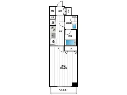 AZEST梅島(1K/6階)の間取り写真