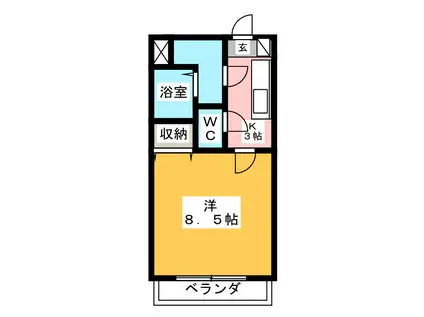 グリンデルワルト(1K/4階)の間取り写真