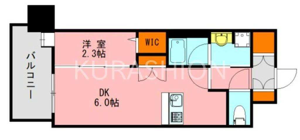 アソシアグロッツォ博多サザンテラス(1DK/13階)の間取り写真