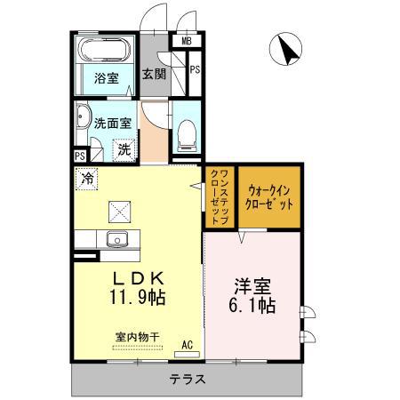 D-ROOMK(1LDK/1階)の間取り写真