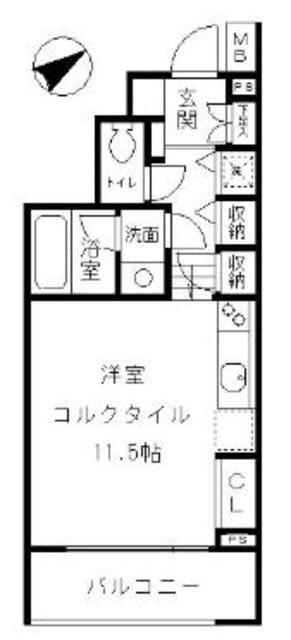 COLLINE白銀(ワンルーム/3階)の間取り写真