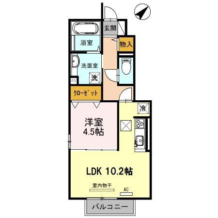 ボナール ヴィーブル3 守山市播磨田町(1LDK/1階)の間取り写真