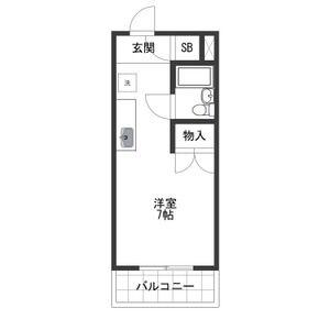 川辺529ビル(ワンルーム/9階)の間取り写真