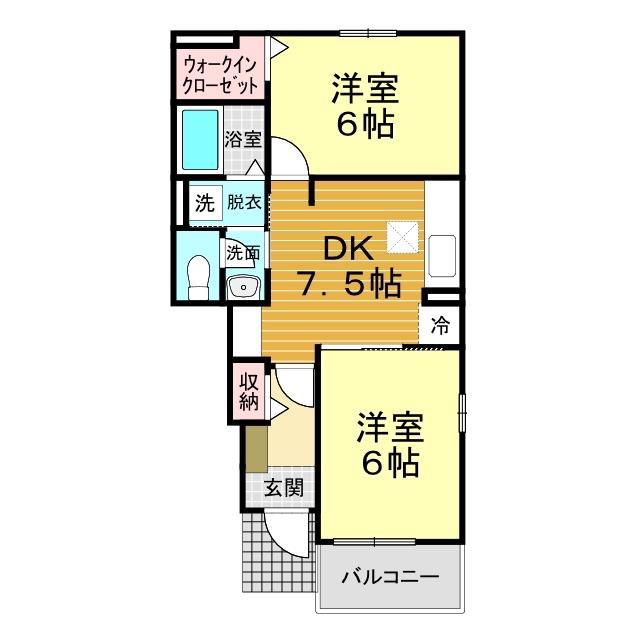 グレイス・カーサ(2DK/1階)の間取り写真