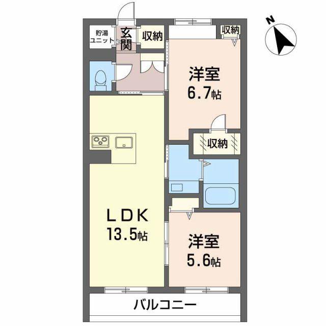 エテルナ・M(2LDK/3階)の間取り写真