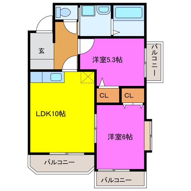 SKY NOVA(2LDK/3階)の間取り写真