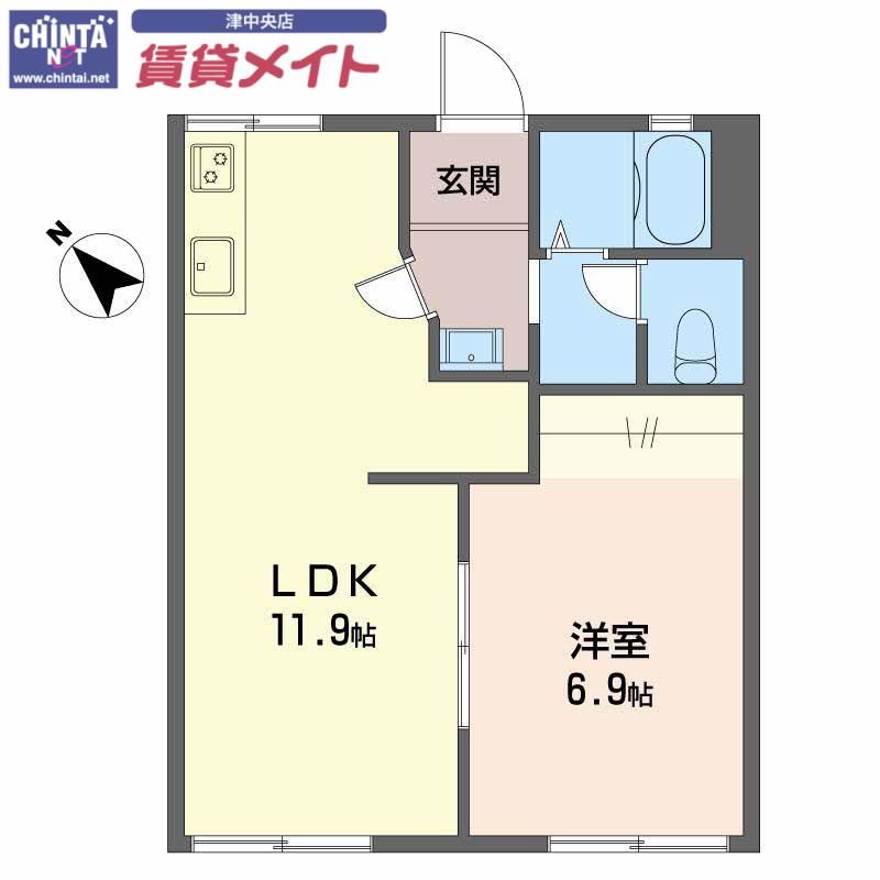 メゾン奥村(1LDK/1階)の間取り写真