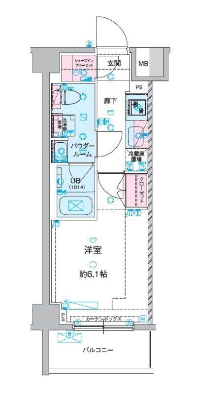 ジェノヴィア谷塚(1K/5階)の間取り写真