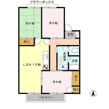 リバーシャトルA棟(3LDK/2階)の間取り写真
