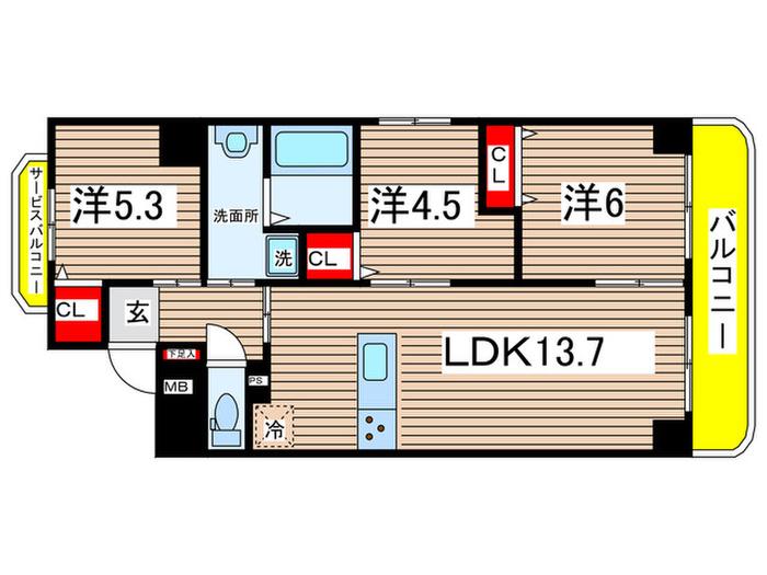 PLAN DOOL広路(3LDK/6階)の間取り写真