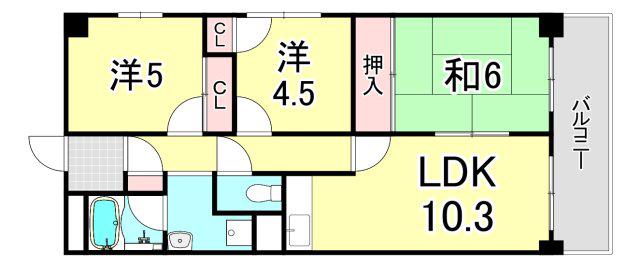 野田マンション(3LDK/3階)の間取り写真