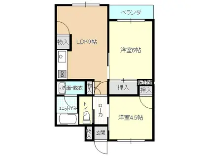 中台コーポ(2LDK/1階)の間取り写真