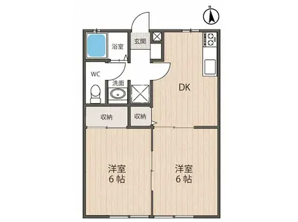 グランパス広幡(2DK/2階)の間取り写真