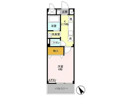 アーバングレース(1K/2階)の間取り写真