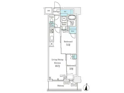 フロンティアレジデンス錦糸公園(2LDK/6階)の間取り写真