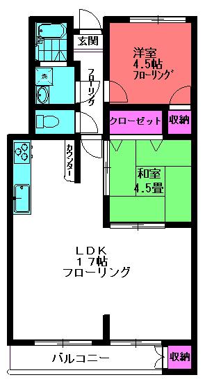 フカイマンション(2LDK/2階)の間取り写真
