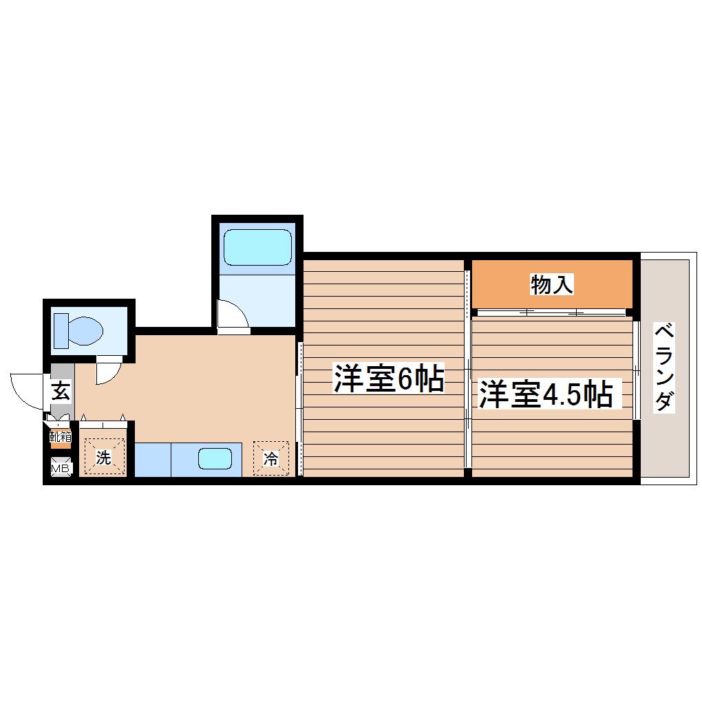 アルデール南鍛治町(2DK/5階)の間取り写真