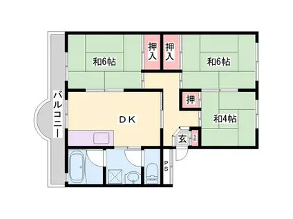 ローレルハイツ姫路天満(3DK/4階)の間取り写真