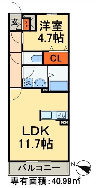 リブリ・ジュジュール(1LDK/1階)の間取り写真