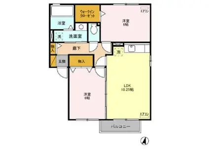 ムーン・コートABCD(2LDK/2階)の間取り写真