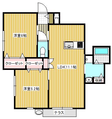 キャトルセゾン(2LDK/1階)の間取り写真