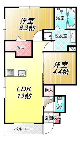 ＪＲ関西本線 八尾駅 徒歩10分 2階建 築4年(2LDK/1階)の間取り写真