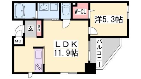 ワコーレ神戸元町アクシア(1LDK/7階)の間取り写真