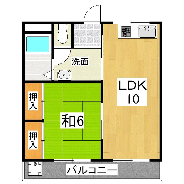 レジデンス上花山(1LDK/1階)の間取り写真