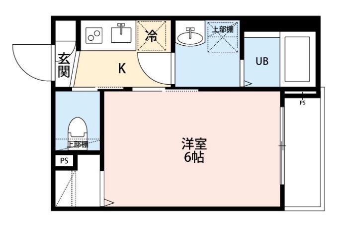 ROBOT HOME 六町III(1K/1階)の間取り写真