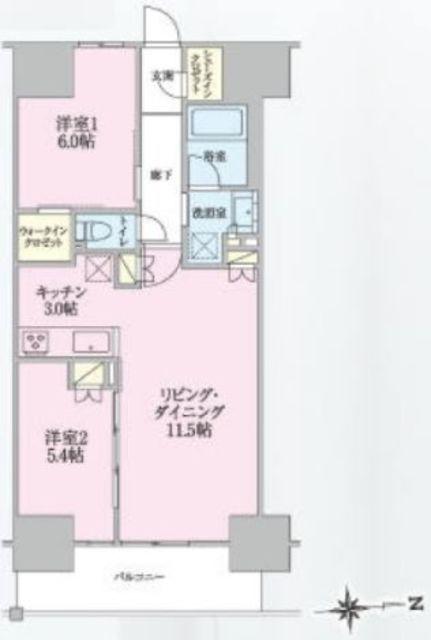 トラープランド翠命館(2LDK/9階)の間取り写真